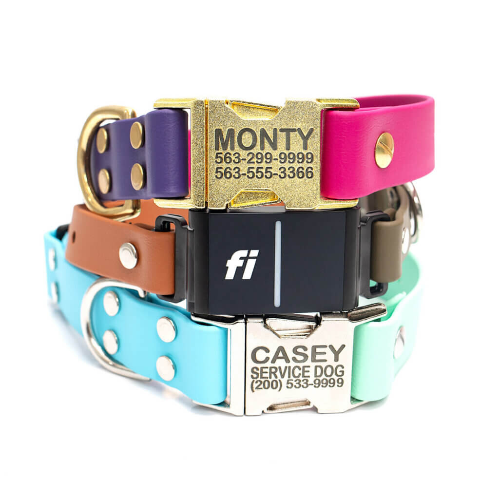 two tone in line fi compatible side release buckle collars stack