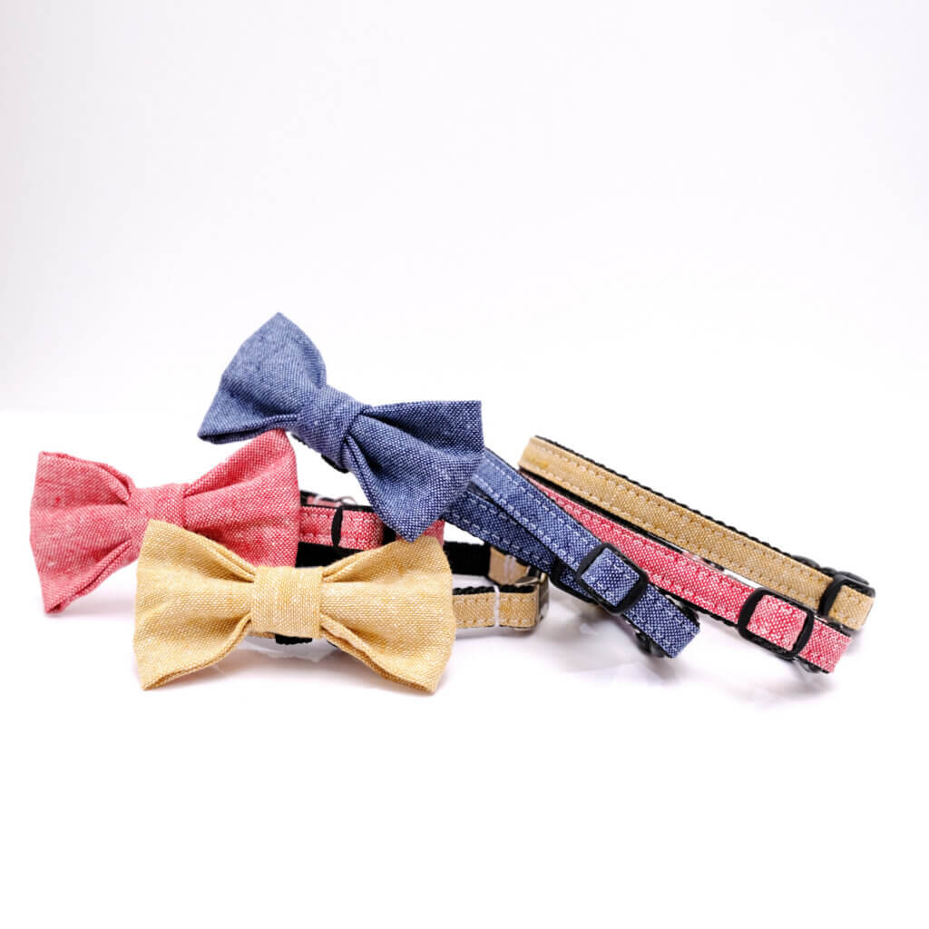 bowtie cat collar linen
