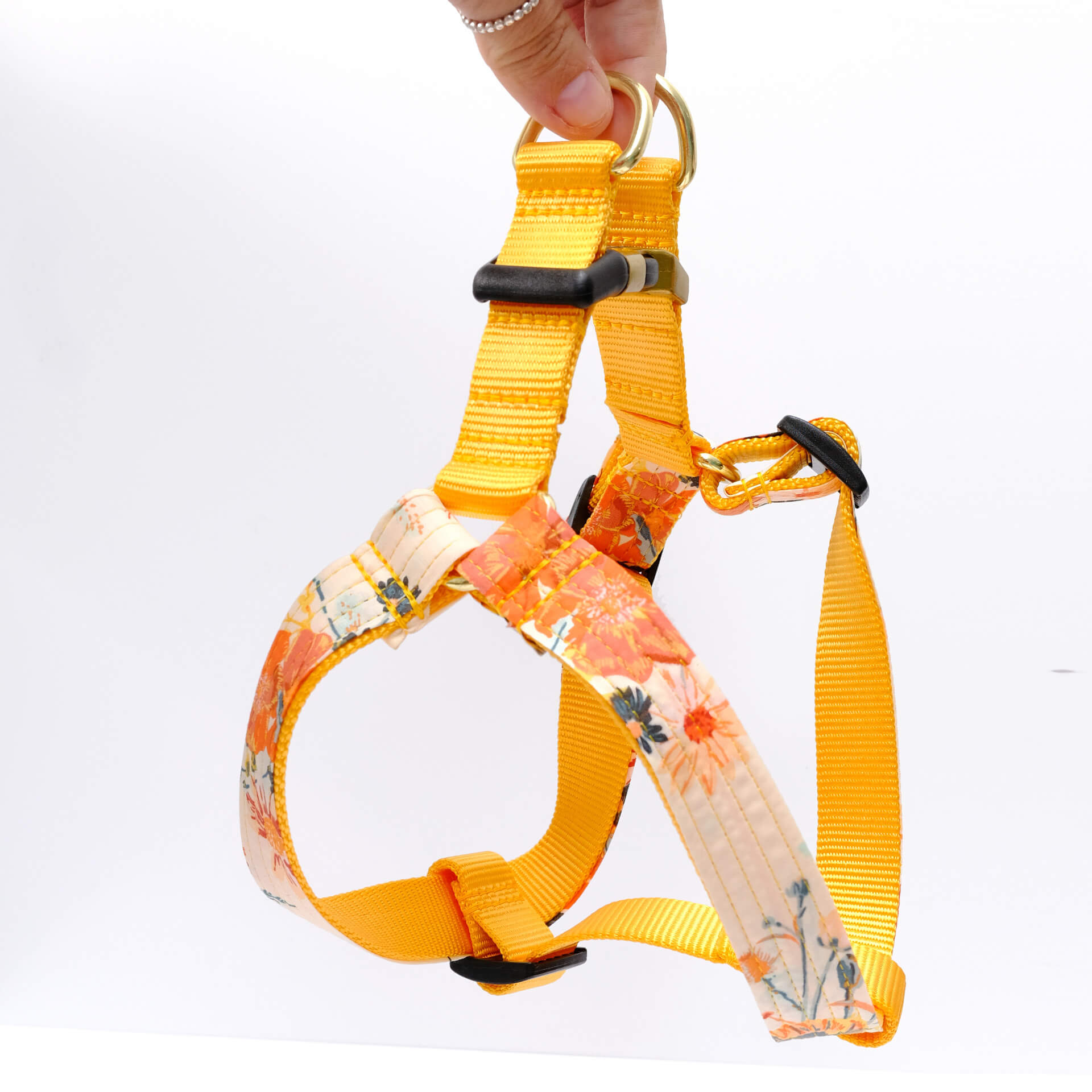 hazel yellow dog harness step in