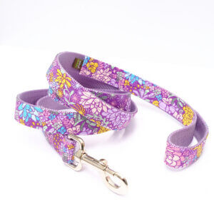 dog leash succulent pattern jade purple