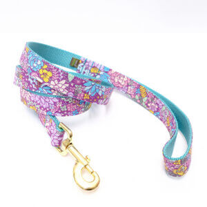 dog leash succulent pattern jade teal