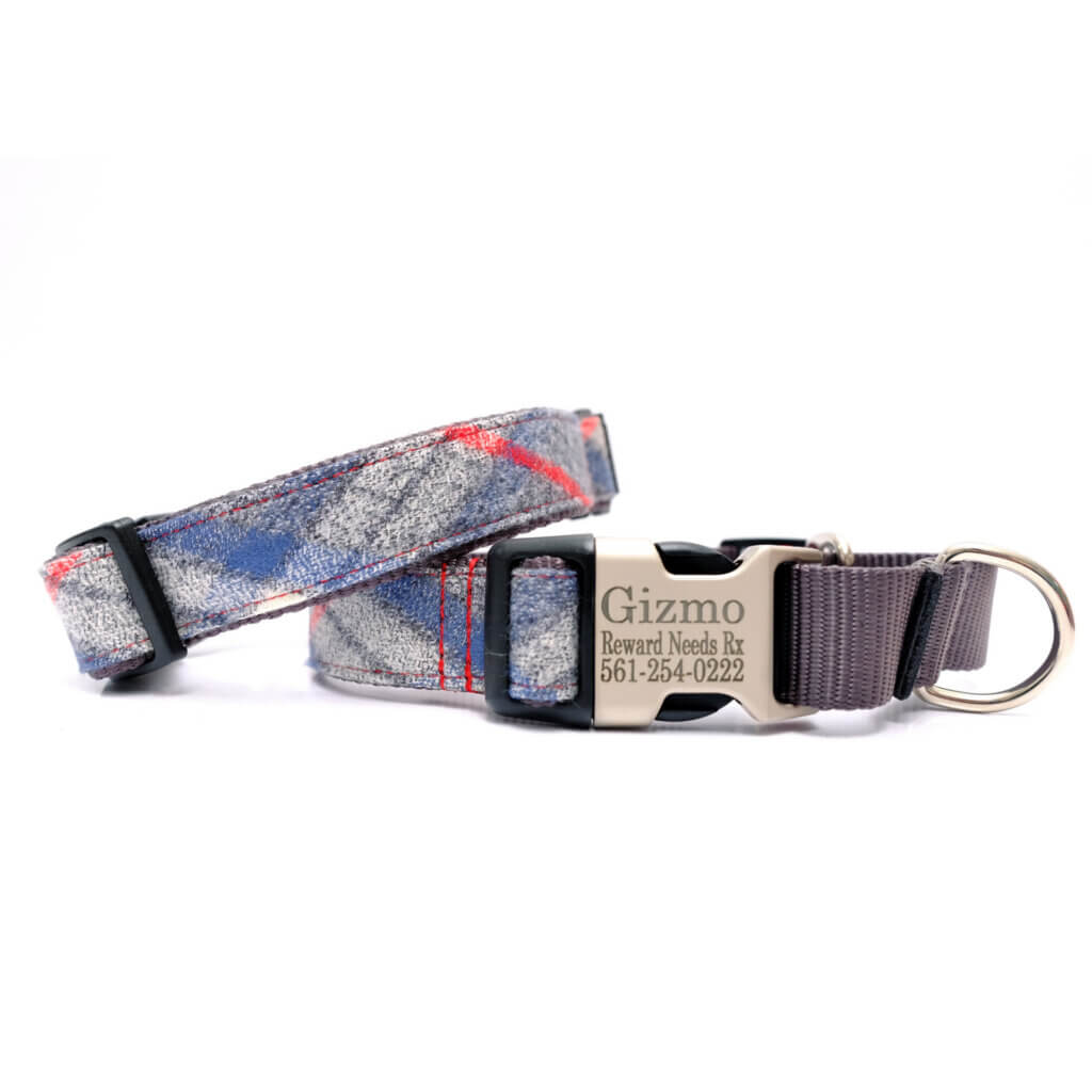 martingale dog collar flannel pjs blue