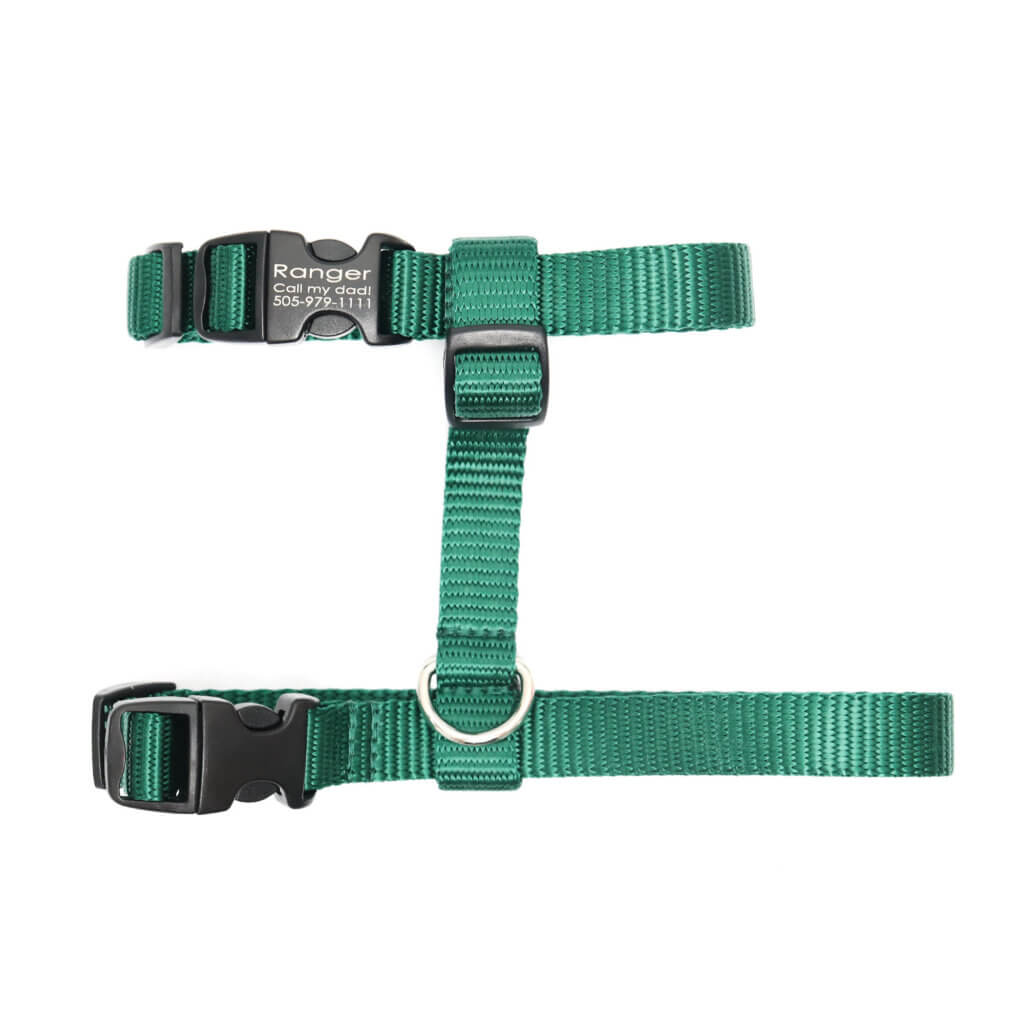 nylon cat buckle harness forest green