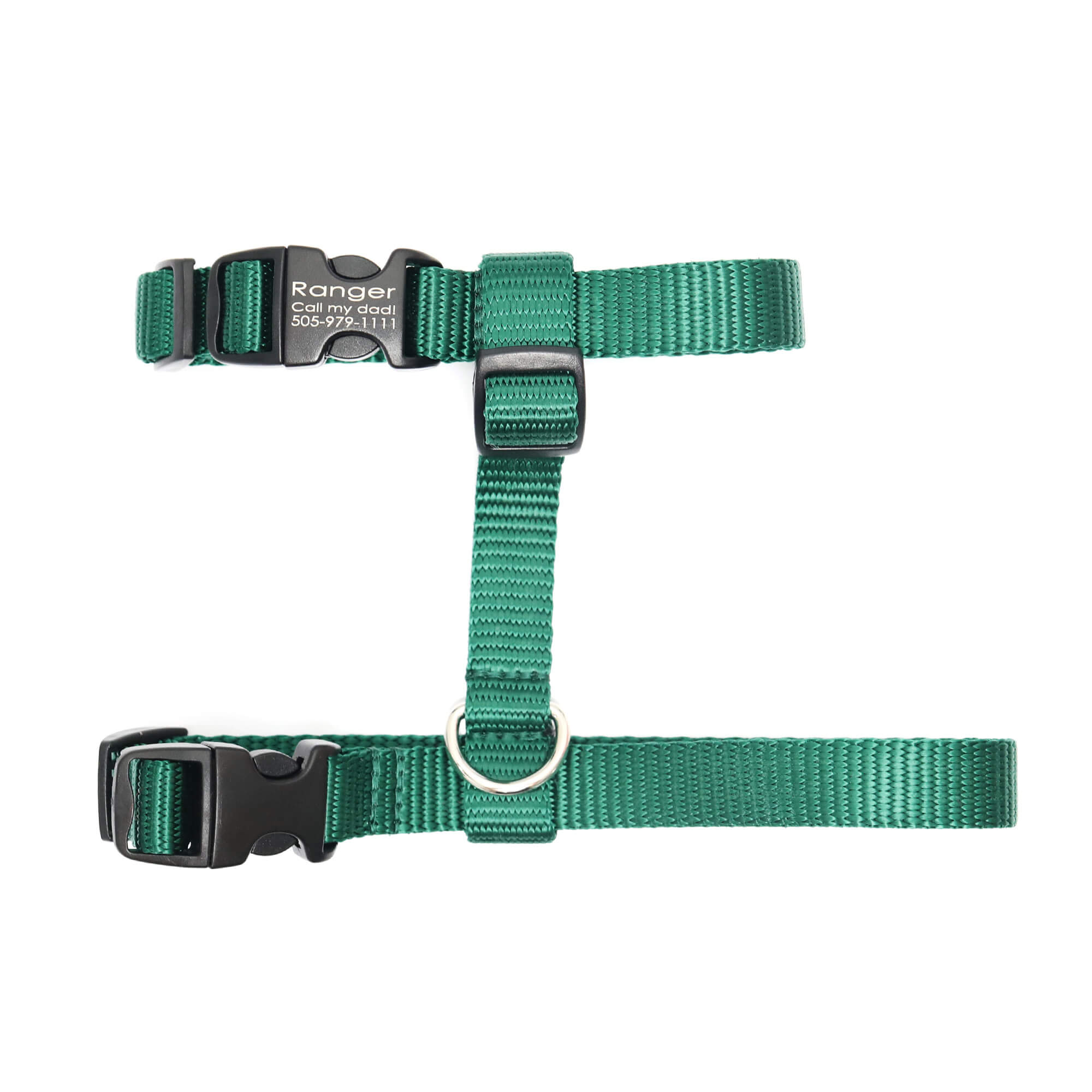 nylon cat buckle harness forest green