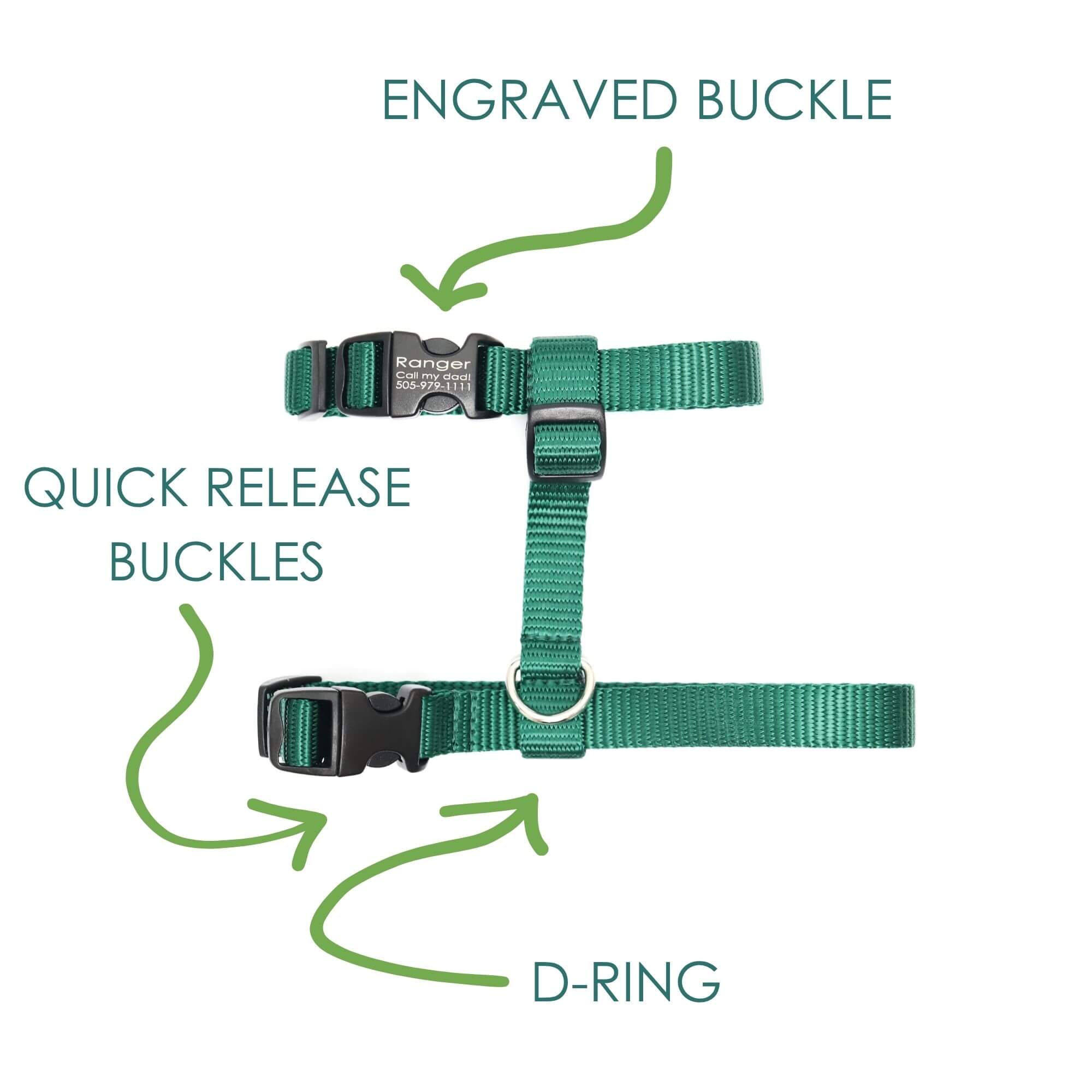 nylon cat buckle harness chart - Engraved buckle, quick release buckles and d-ring