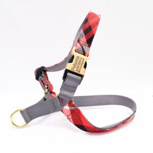 red flannel easy on dog harness PJS