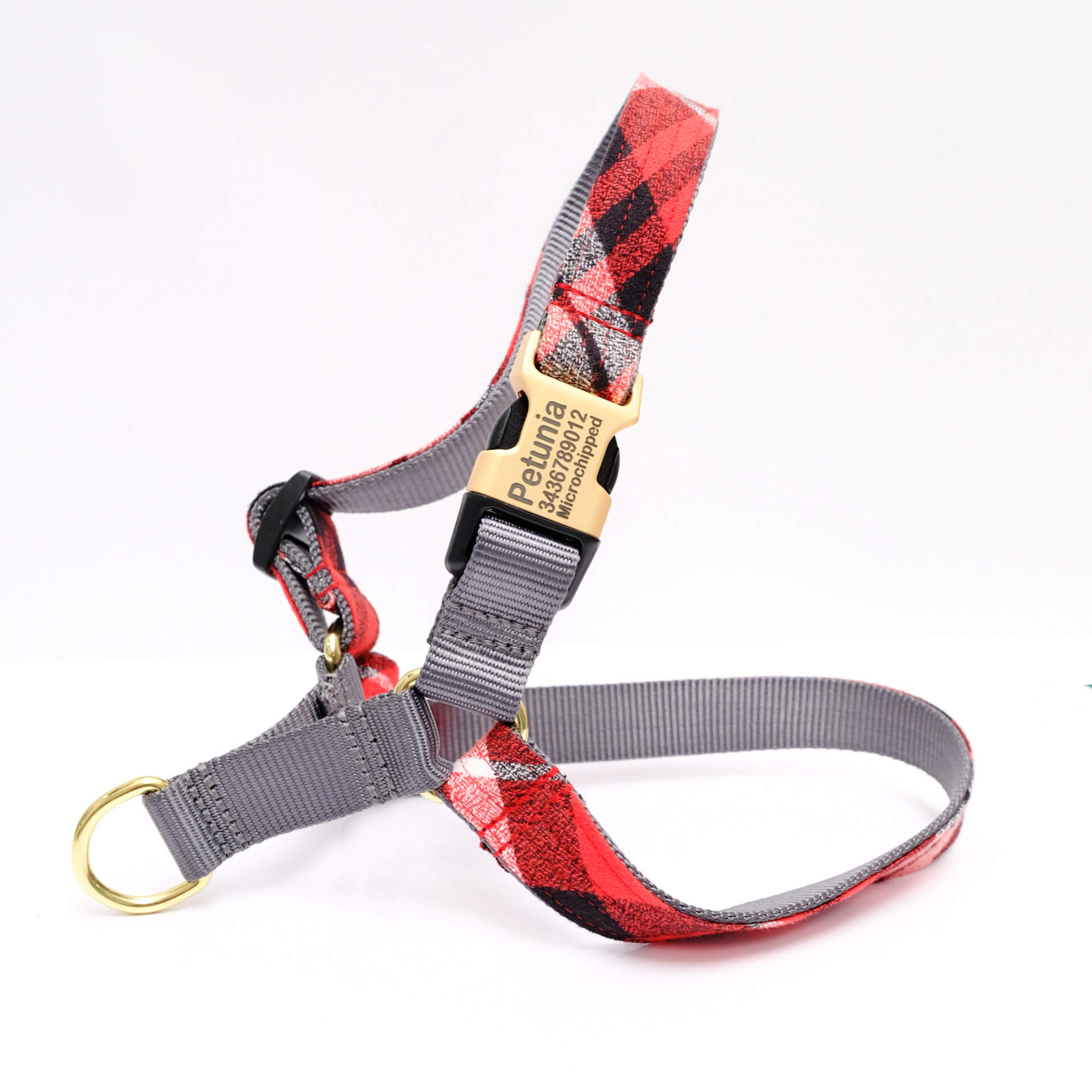 red flannel easy on dog harness PJS