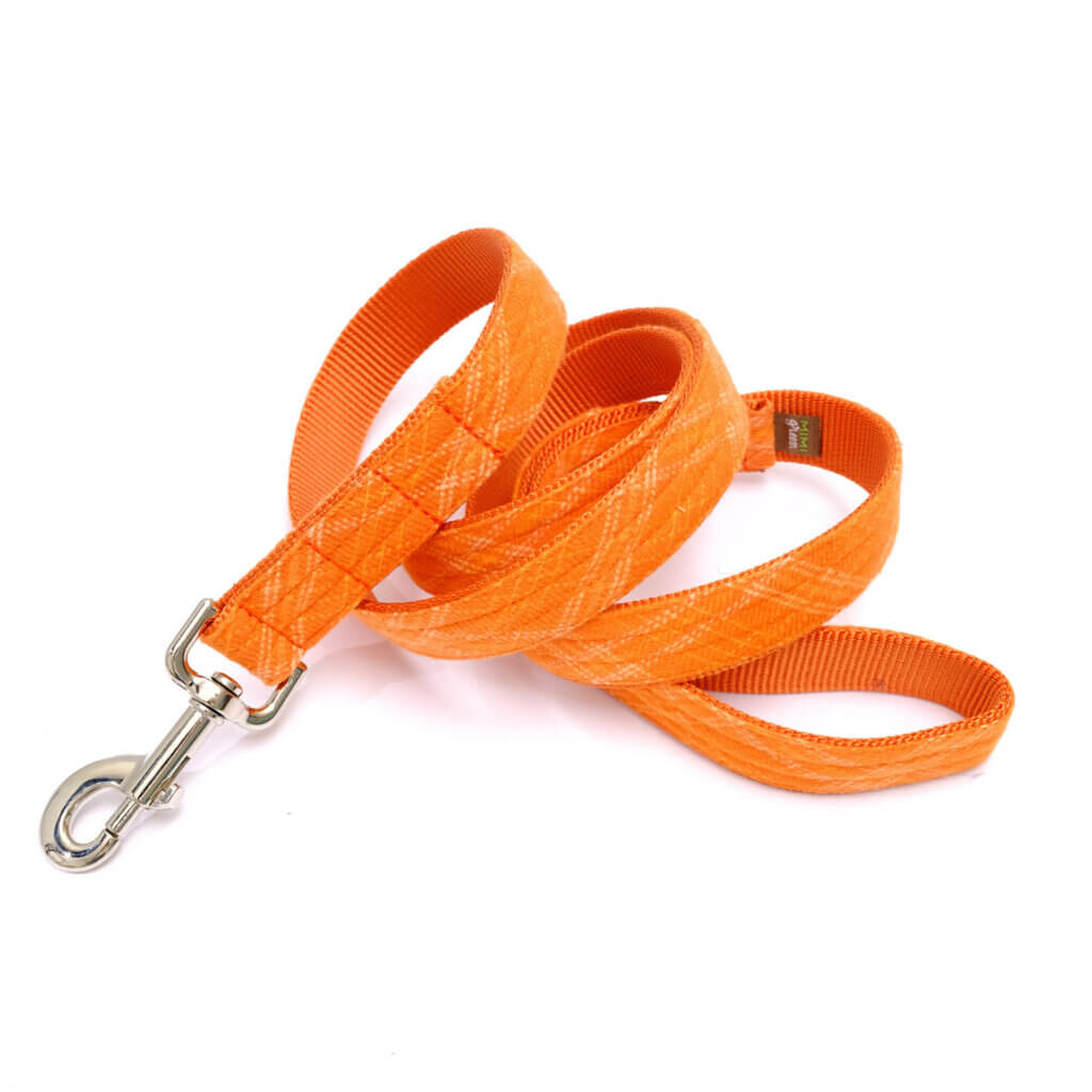 orange plaid dog leash spice flannel