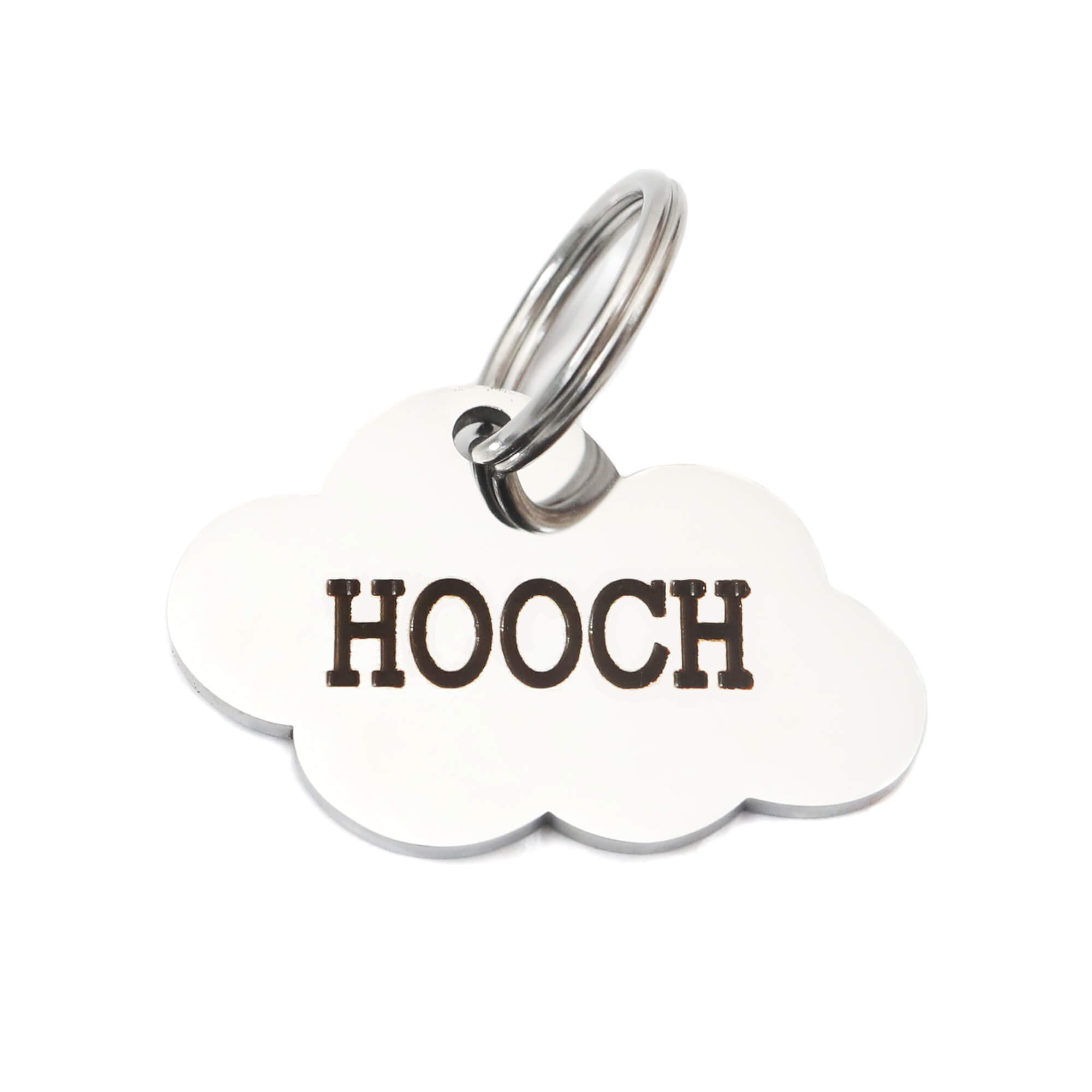 cloud id tags (silver) tag says Hooch