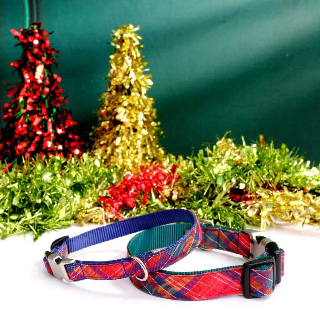 deck the halls dog collar navy