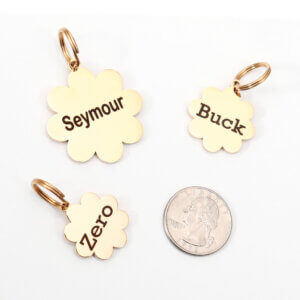 flower tags size compared to quarter
