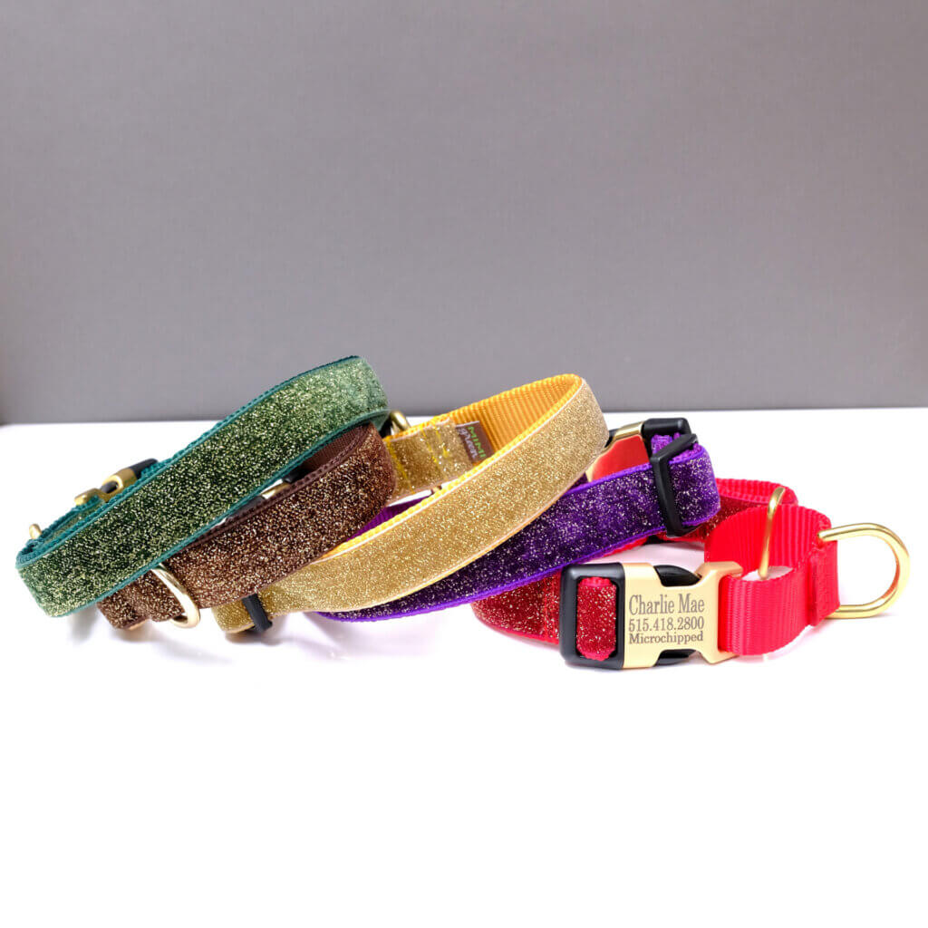 glitter starlight martingale dog collar engraved
