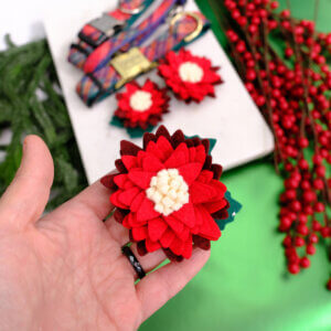 holiday dog collar flower christmas flower