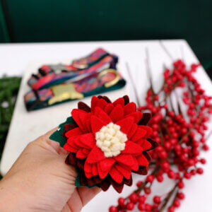 holiday dog collar flower Christmas flower