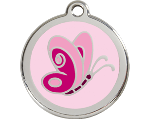 Red Dingo Pink Butterfly Dog Tag