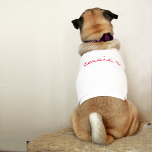 Hand Embroidered White Doggie T-Shirt