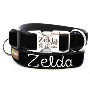 Engraved Metal Buckle Personalized Dog Collar *14 Velvet Styles