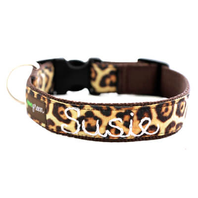 'Susie' Personalized Leopard Dog Collar