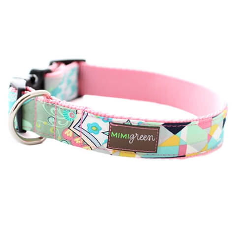 Whippy Dog Collar with Quick Release Buckle, Cute Girl Dog Collar for Small Medium Large Dogs, Pink