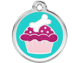 Red Dingo Glitter Cupcake Dog Tag